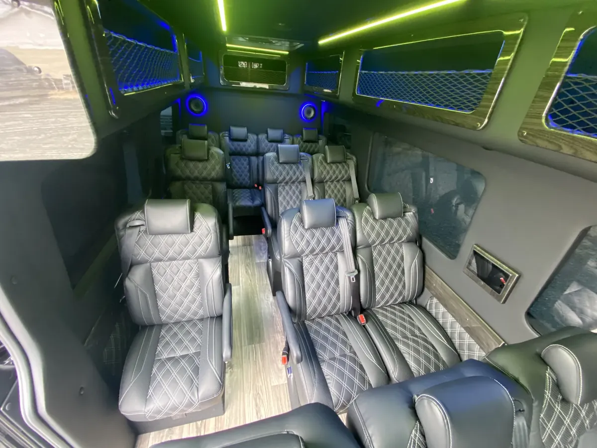 Executive Sprinter passenger seating and cabin lighting, Point-to-Point Sprinter — interior view 2