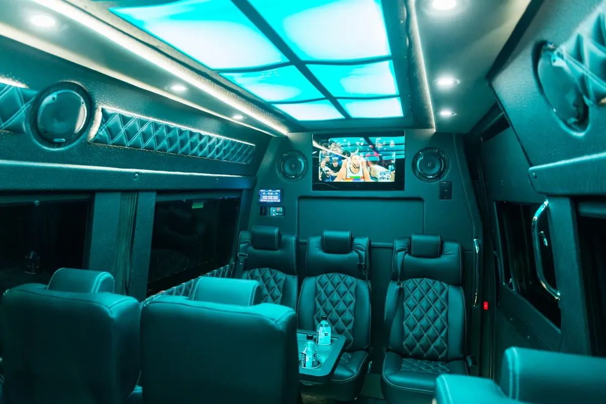 Executive Sprinter passenger seating and cabin lighting, Employee Shuttle Service NYC with Driver — interior view 2