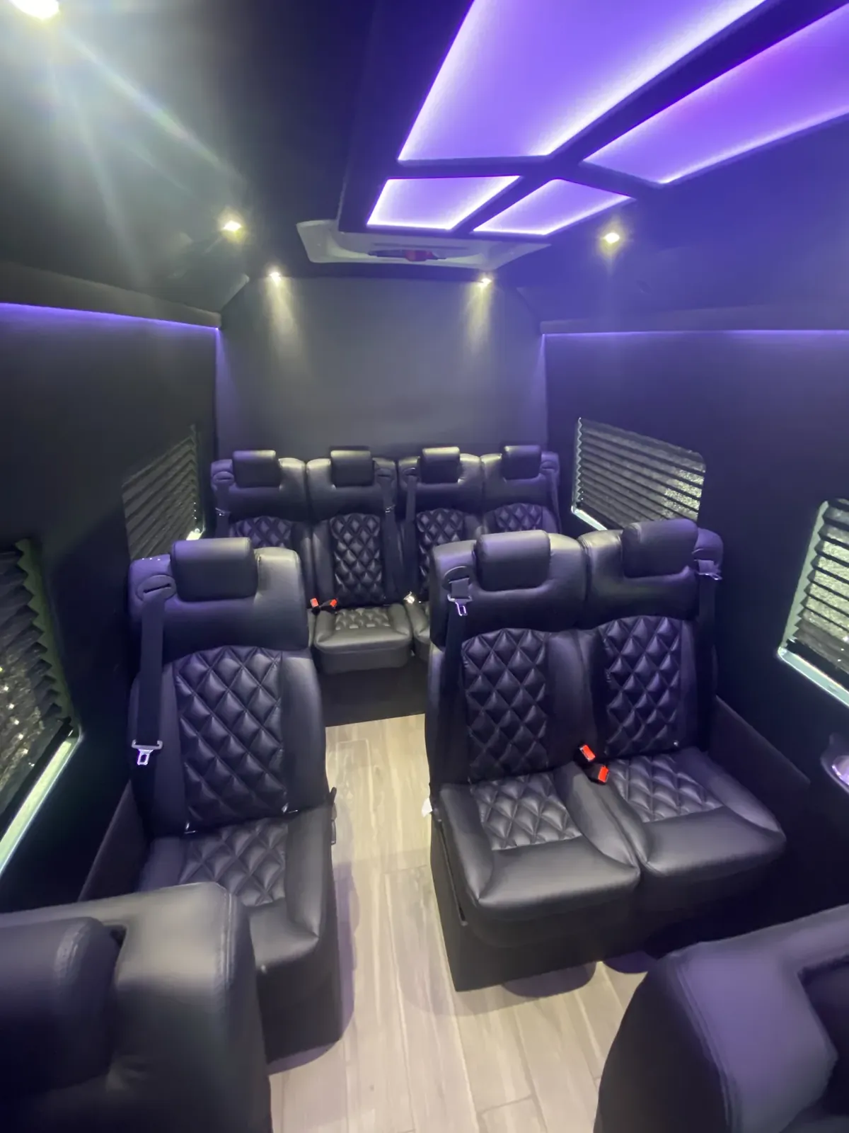 Executive Sprinter passenger seating and cabin lighting, Employee Shuttle Service NYC with Driver — interior view 1