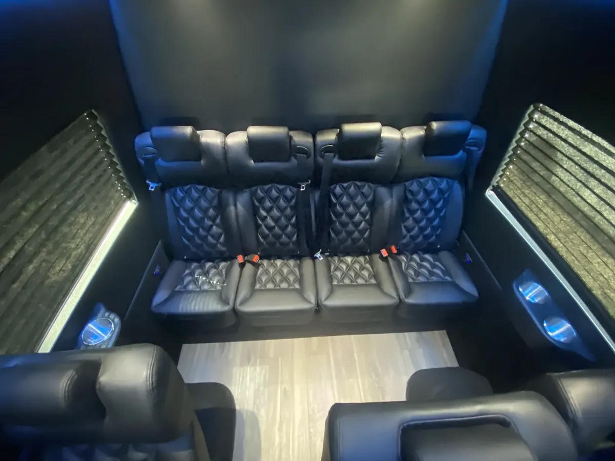 Executive Sprinter passenger seating and cabin lighting, Cruise Terminal Transportation NYC — interior view 1