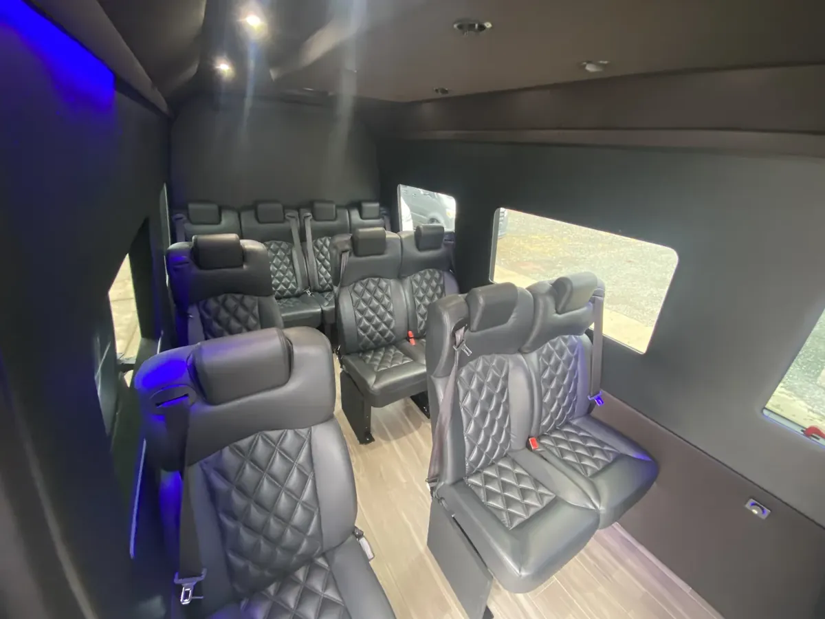 Executive Sprinter passenger seating and cabin lighting, Newark — interior view 2