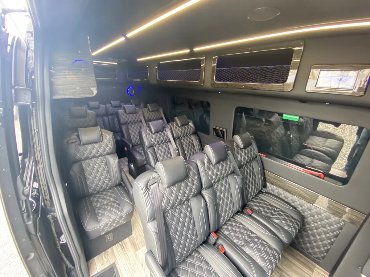 Executive Sprinter passenger seating and cabin lighting, Hourly Sprinter Charter — interior view 2