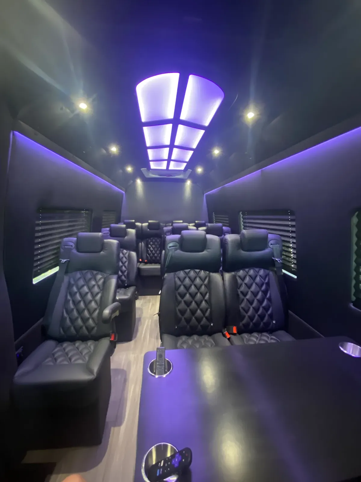 Executive Sprinter passenger seating and cabin lighting, MetLife Stadium & Event Shuttle — interior view 2