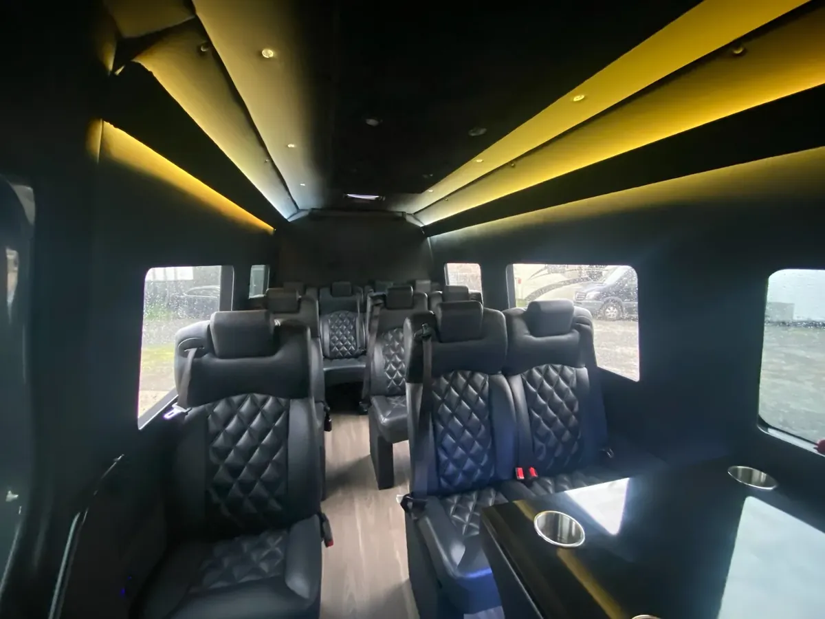 Executive Sprinter passenger seating and cabin lighting, Private Transfer NYC — interior view 1