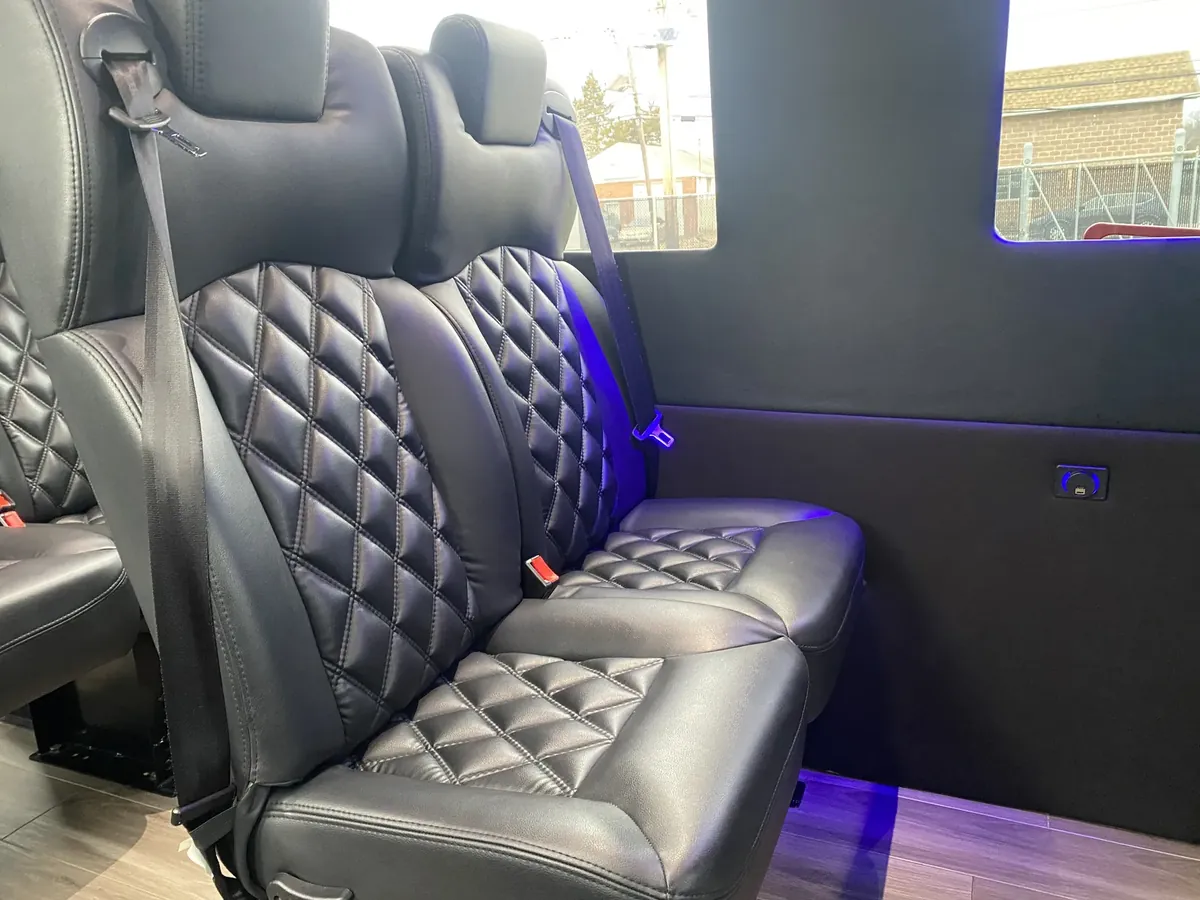 Executive Sprinter passenger seating and cabin lighting, Employee Shuttle Service NYC with Driver