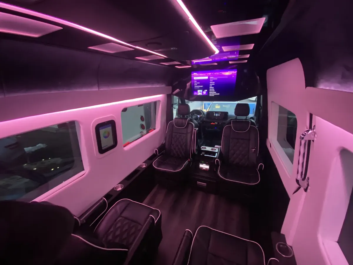 Jet Sprinter passenger seating and interior trim, Luxury Van Rental NYC with Driver