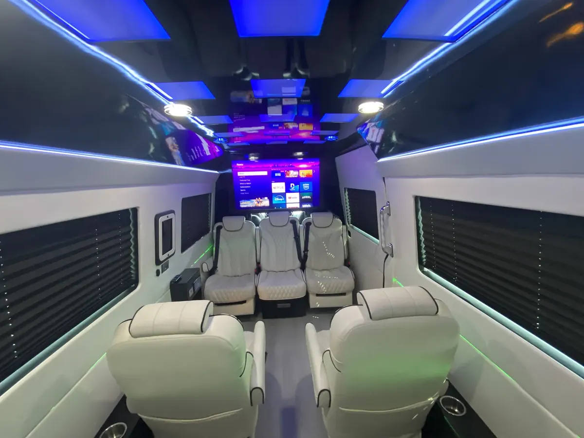 Jet Sprinter passenger seating and interior trim, Luxury Van Rental NYC with Driver — interior view 1