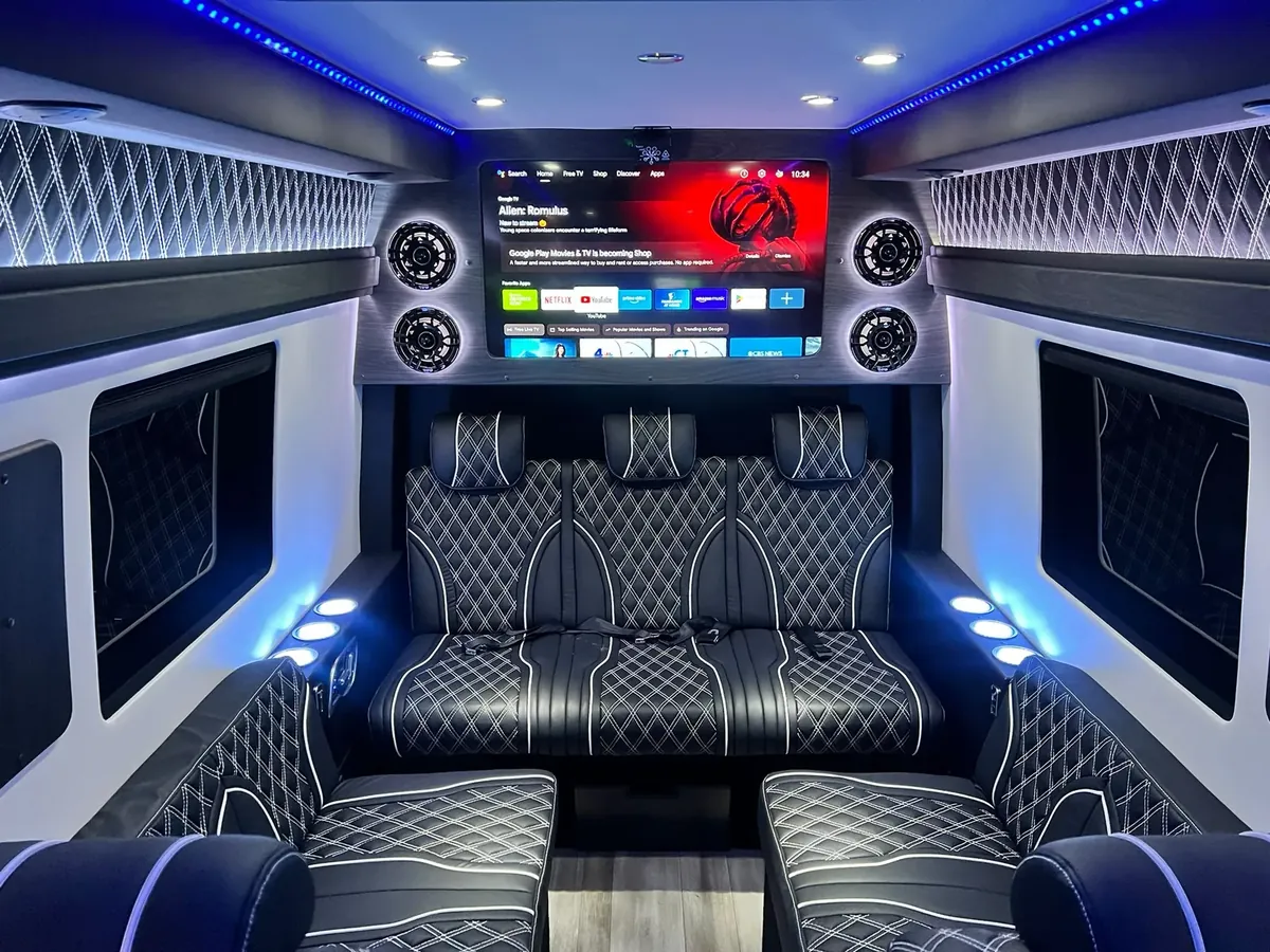 Jet Sprinter passenger seating and interior trim, Executive Minibus Hire NYC with Driver — interior view 1
