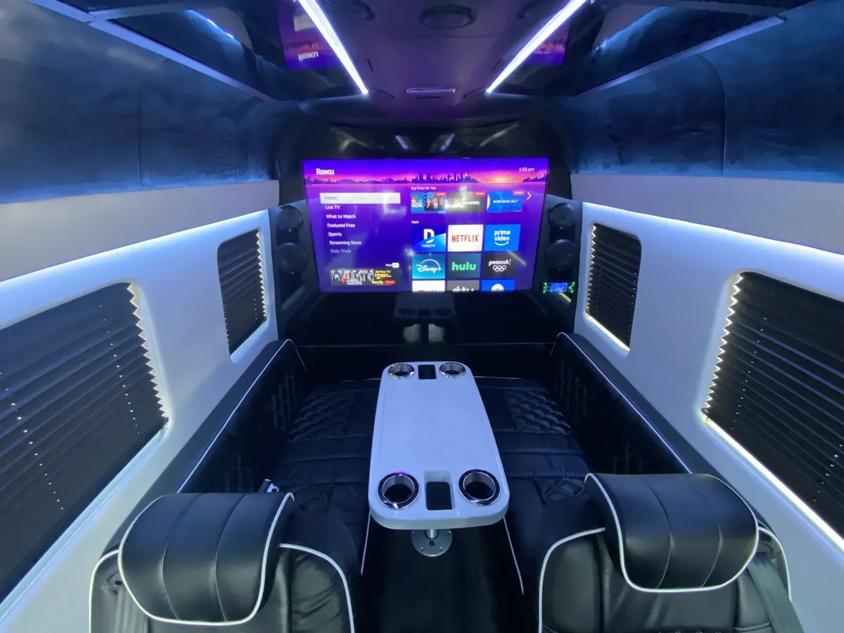 Jet Sprinter passenger seating and interior trim, Luxury Van Rental NYC with Driver — interior view 2