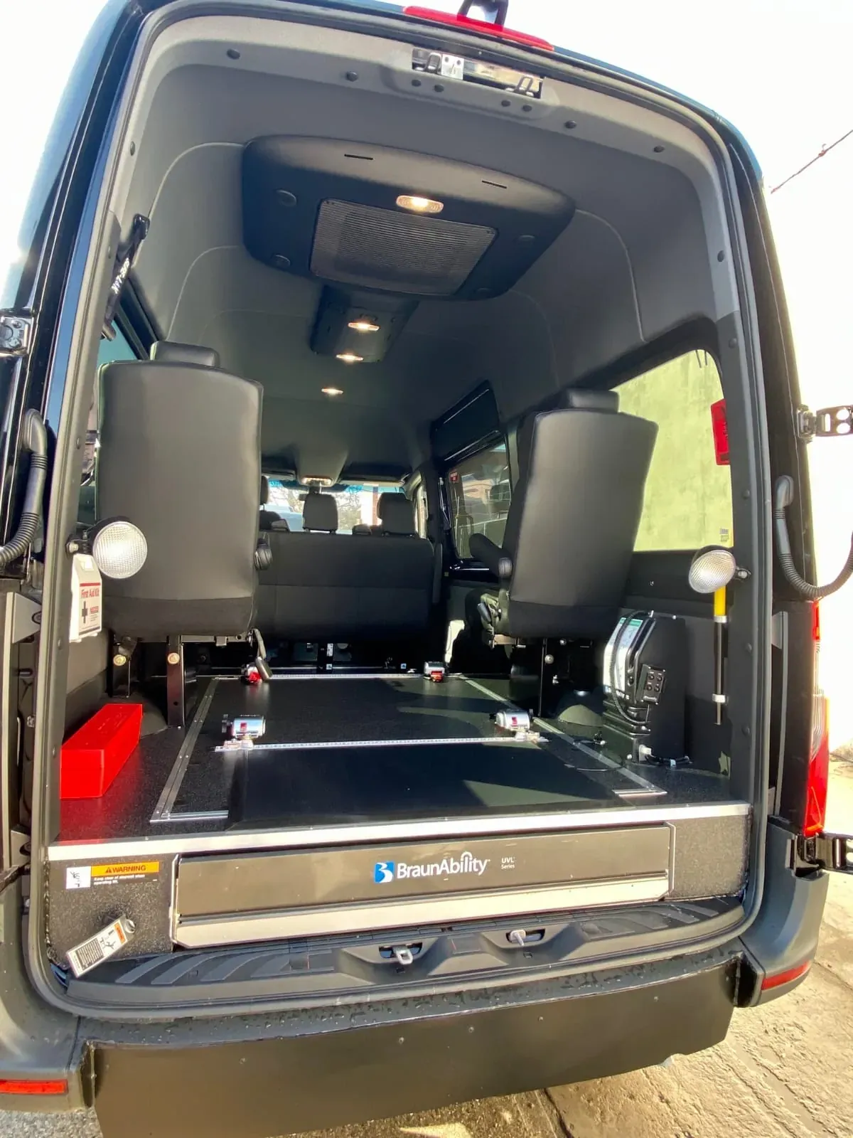 Wheelchair-accessible Sprinter rear doorway and cabin floor, Wheelchair-Accessible Executive Travel — interior view 3